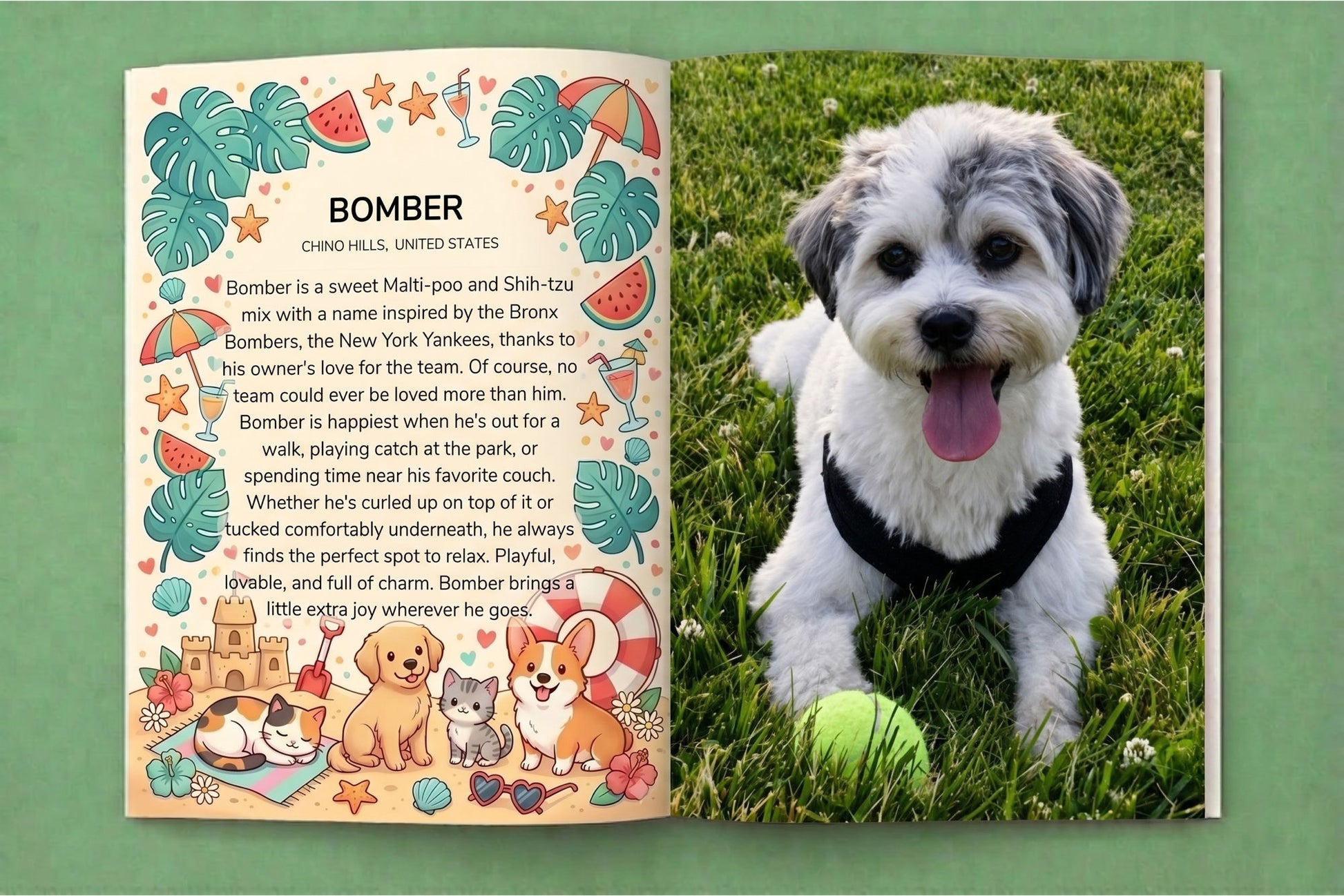 Inside spread: full page pet feature