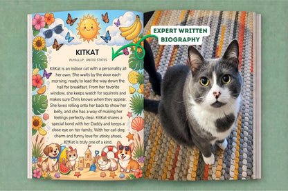 Inside spread: expert written biography page